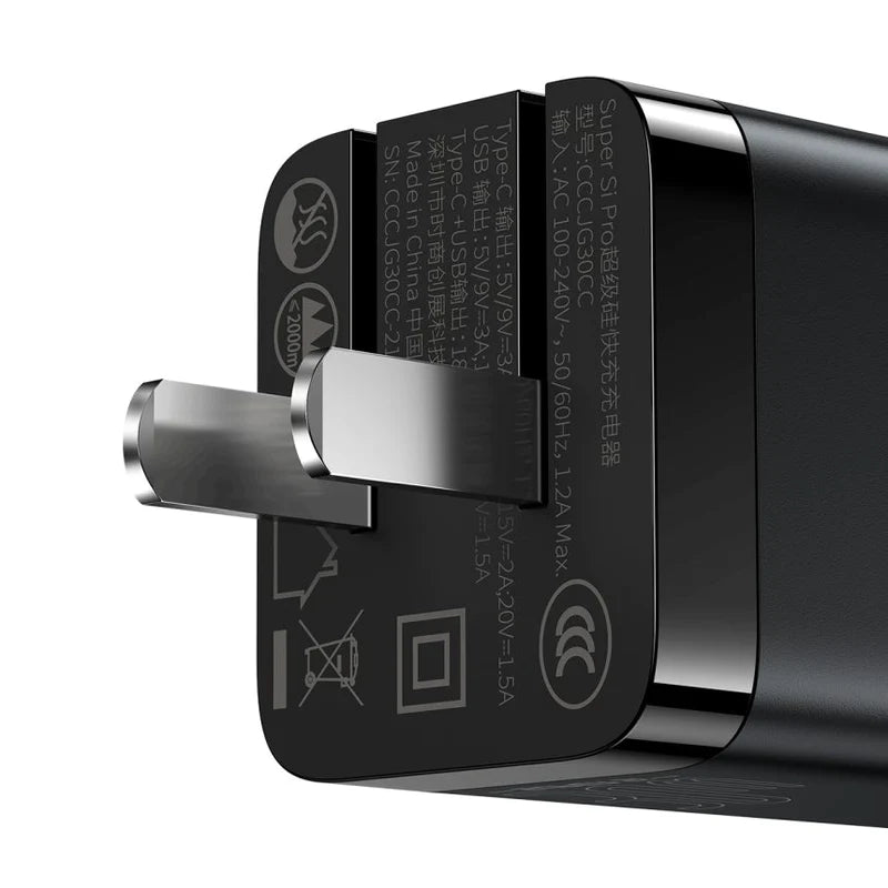 Baseus Super Si Pro Quick Charger C+U 30W CN – Black Baseus Super Si Pro Quick Charger C+U 30W CN – Black